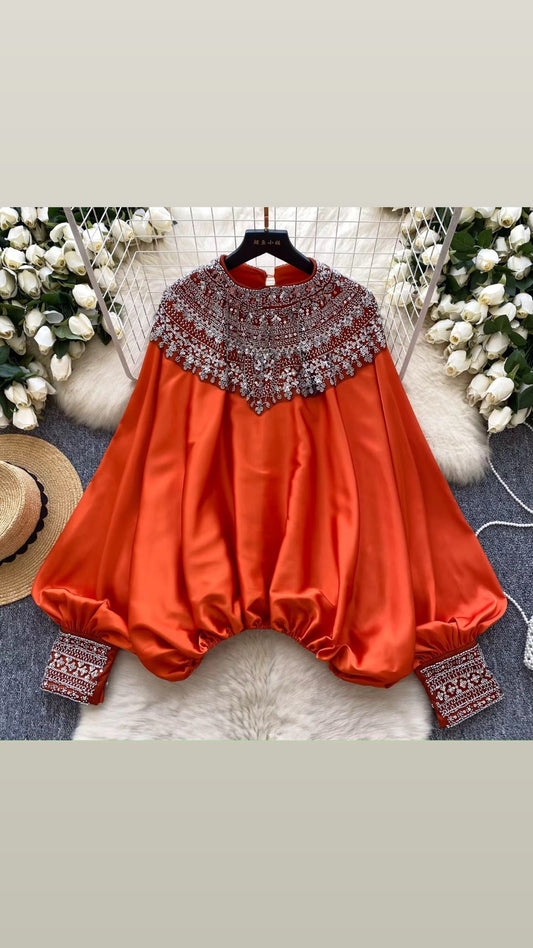 Silk Top with Intricate Embroidery Detail