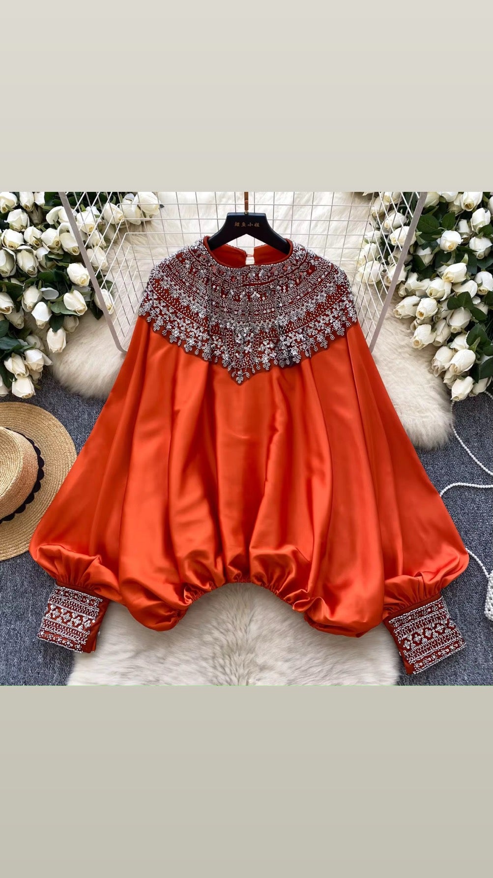 Silk Top with Intricate Embroidery Detail