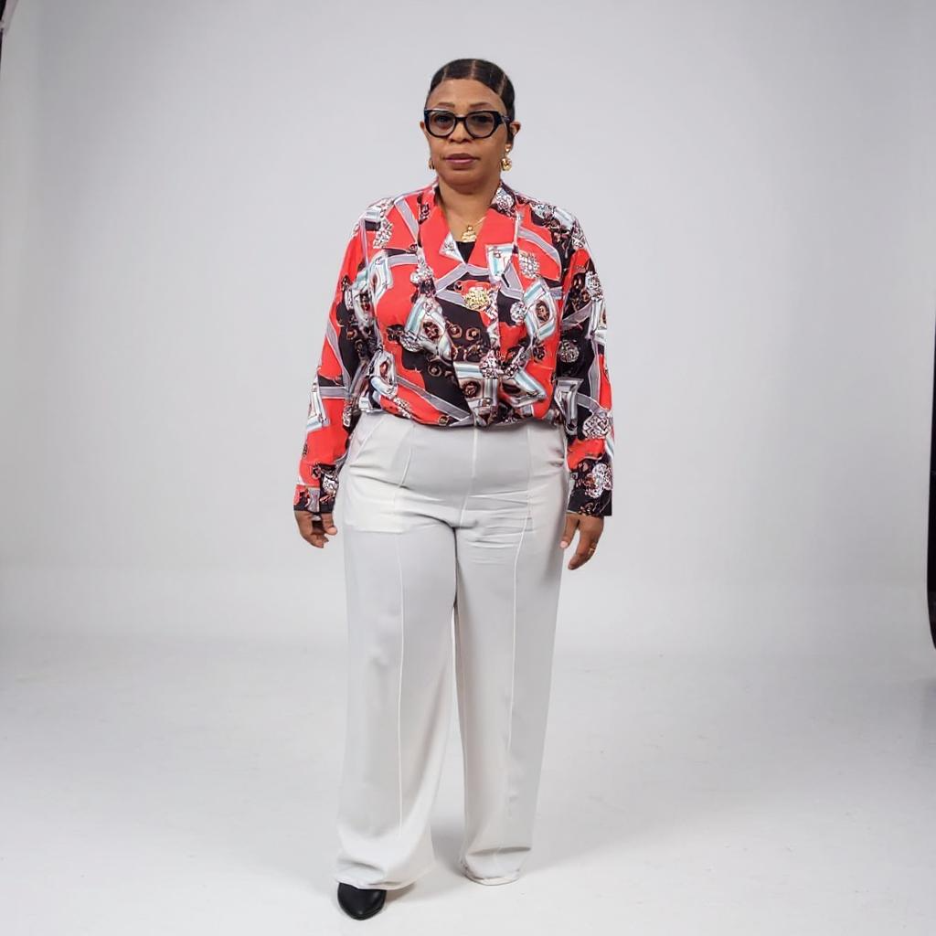 Two Pieces Set- White Pant & Satin Top