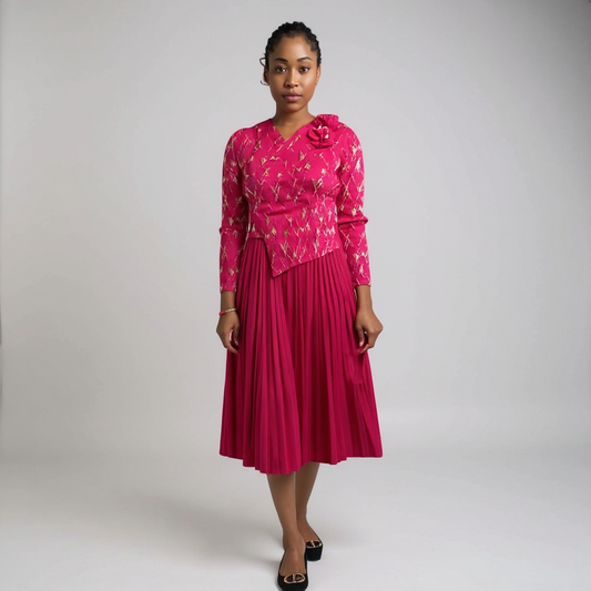 Miyake-Inspired Pleated Dress – One Size Fits All