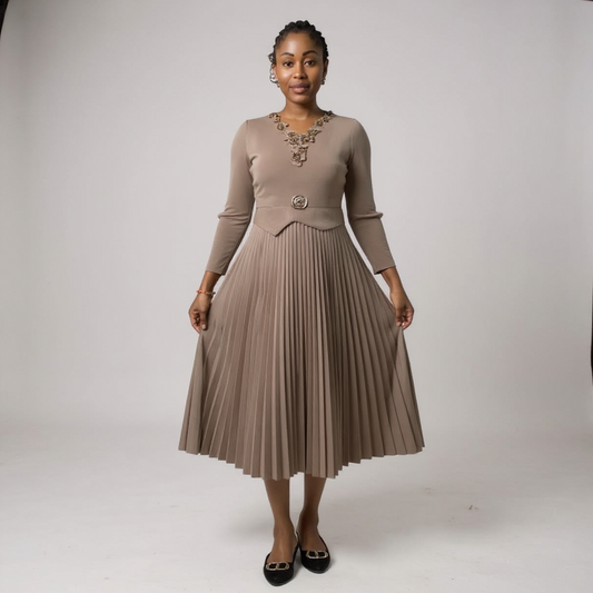 Miyake-Inspired Pleated Dress – One Size Fits All