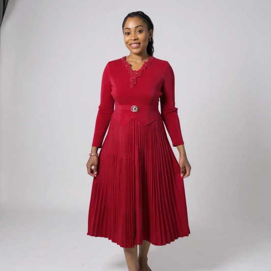 Miyake-Inspired Pleated Dress – One Size Fits All
