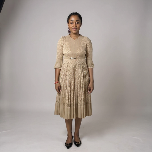 Miyake-Inspired Pleated Dress – One Size Fits All