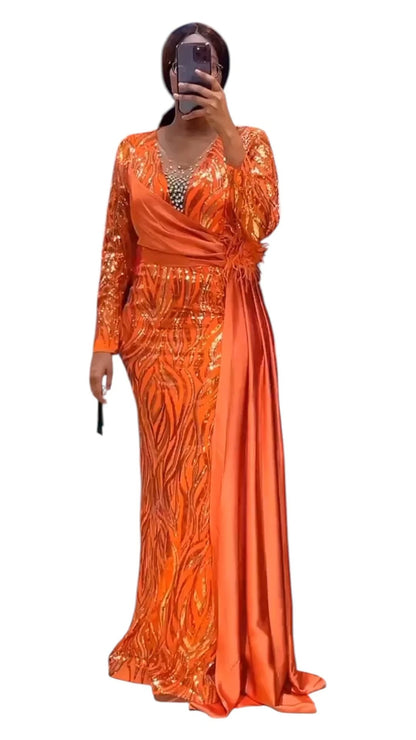 “Glow Line” – Long Party Dress with Sparkle