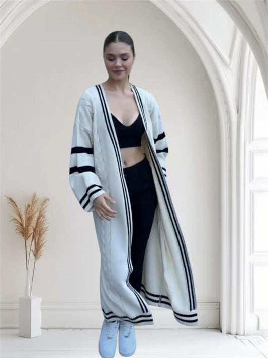 Open Front Wool Fabric Kimono Cardigan