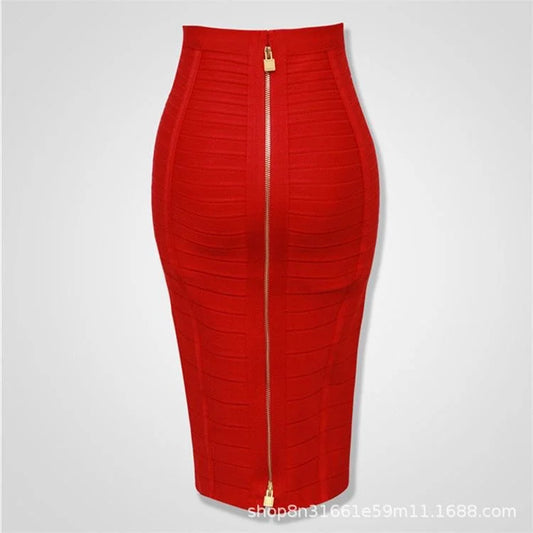 Bodycon Bandage Skirt – Industrial Zipper Detail