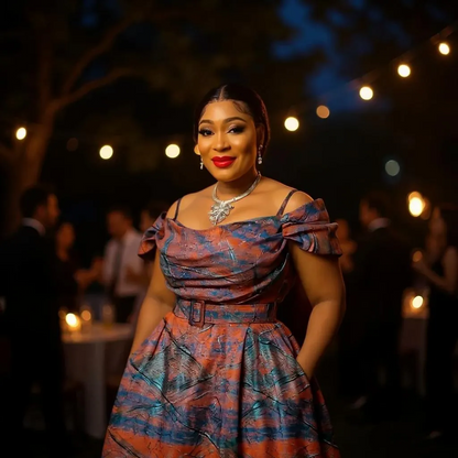 Long Flowing Dinner Dress - Damask Fabric