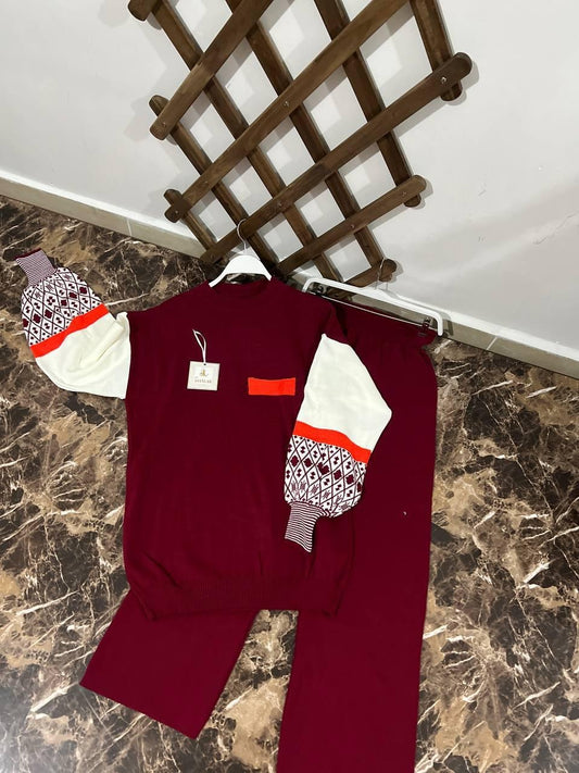 Cozy Sweater Fabric Two Pieces Set