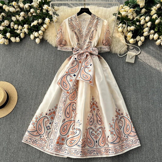 Elegant  Satin Flowered Wrap Dress