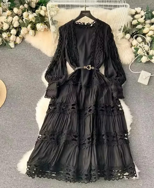 Casual Cotton Dress Featuring Rear Zipper Closure