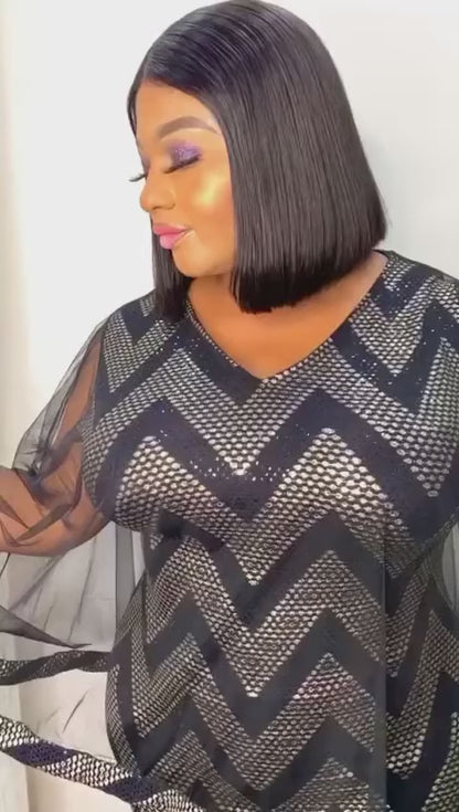 Zara Luxe Chevron Evening Gown