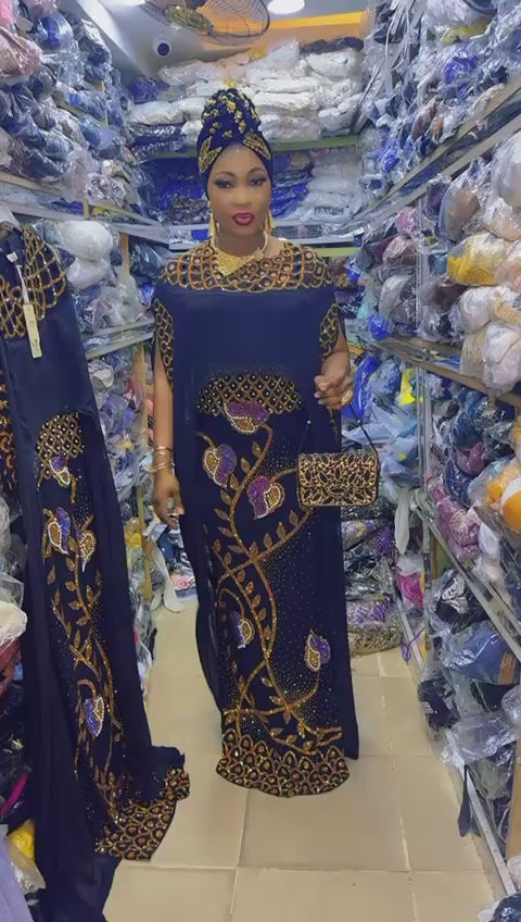 New in  Black Embellished Full Length Party Dress