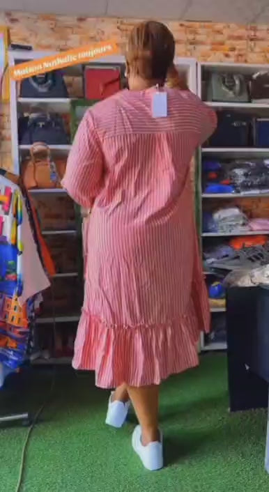 Cotton: Stripe Patter Shift Dress